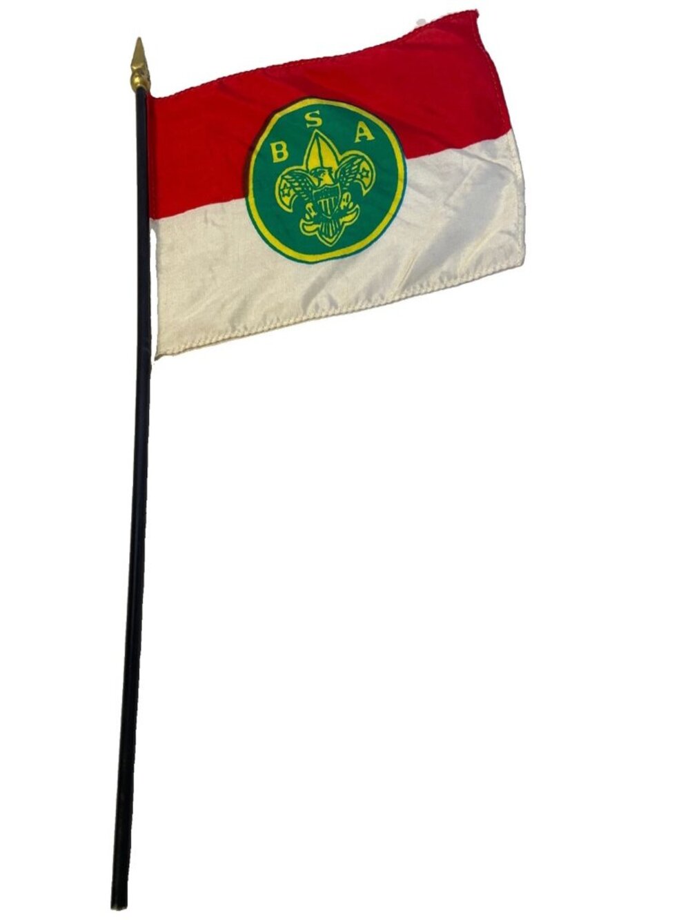 Boy Scouts America BSA Stick Flag Red White 4x6 Spear Top Plastic Dowel Vintage